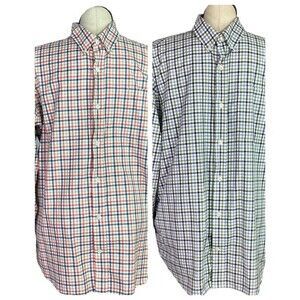 Duluth Trading Shirts Men XL Multicolor Plaid Trim Fit Wrinklefighter Lot of 2